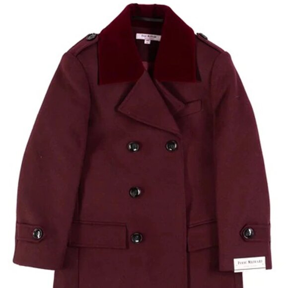 Little Boys and Toddlers Double Breasted Wool Peacoat in Burgundy - Picture 1 of 2